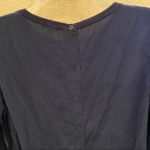 COS Navy 3/4 Sleeve Silk Top Size Medium - Picture 6 of 8